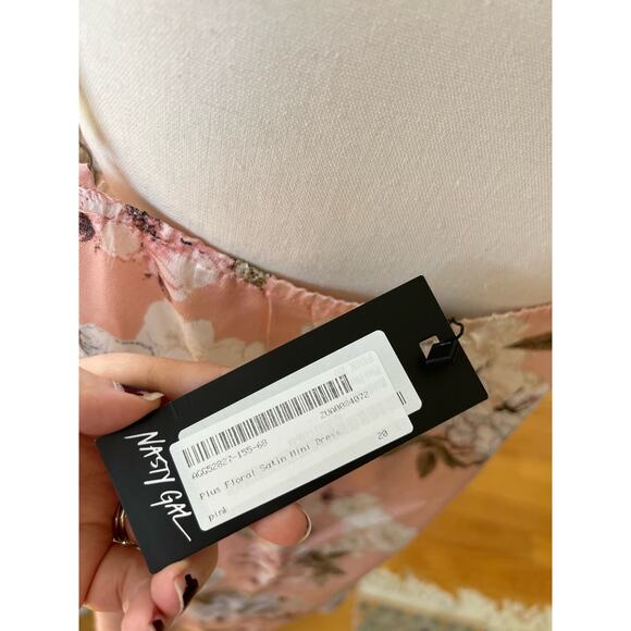 NWT Nasty Gal Pink Floral Satin Cowl Neck Slip Dress - Picture 4 of 8